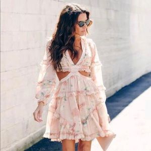 Rose Water Floral Chiffon Ruffle Dress